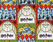 Harry Potter Cotton Fabric, Harry Potter Stained Glass Quidditch Cotton Fabric by the Yard