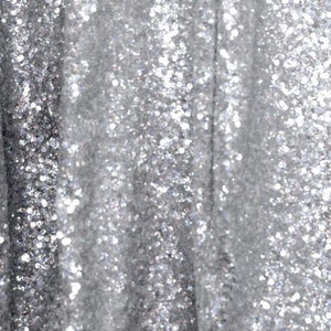 Silver Sequins Fabric, Full Sequins Silver Fabric, Silver Sequin on Mesh Fabric, Silver Sequins Fabric by the Yard