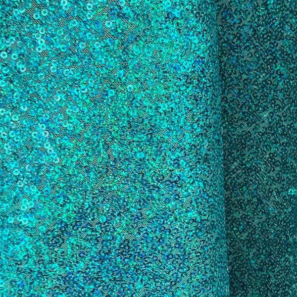 Turquoise Iridescent Sequin Fabric, Seafoam Green Iridescent Sequins Fabric for Dress, Iridescent Full Sequin on Mesh Fabric by the yard