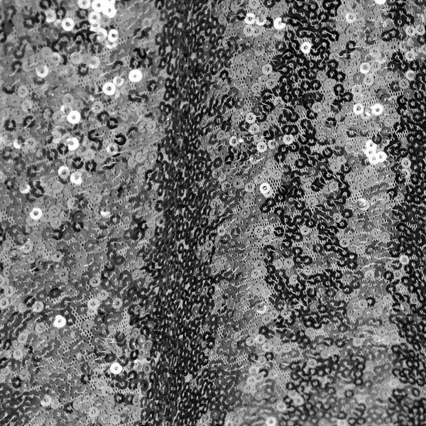 Gunmetal Sequin Fabric, Glitters Sequins Fabric, Gunmetal Dark Grey Full Sequin on Mesh Fabric, Gunmetal Gray Sequins Fabric by the Yard