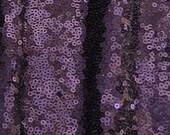 Eggplant Sequins, Deep Purple Sequin Fabric, Royal Purple Full Sequin on Mesh Fabric, Plum sequins by the Yard