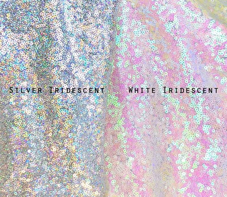 White Iridescent Sequins Fabric, Glitters Full Sequins Fabric for Dress, Full Sequins on Mesh Fabric, White Iridescent Sequins Fabric image 3