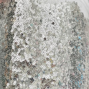 Silver Sequins Fabric, Full Sequins Silver Fabric, Silver Sequin on ...