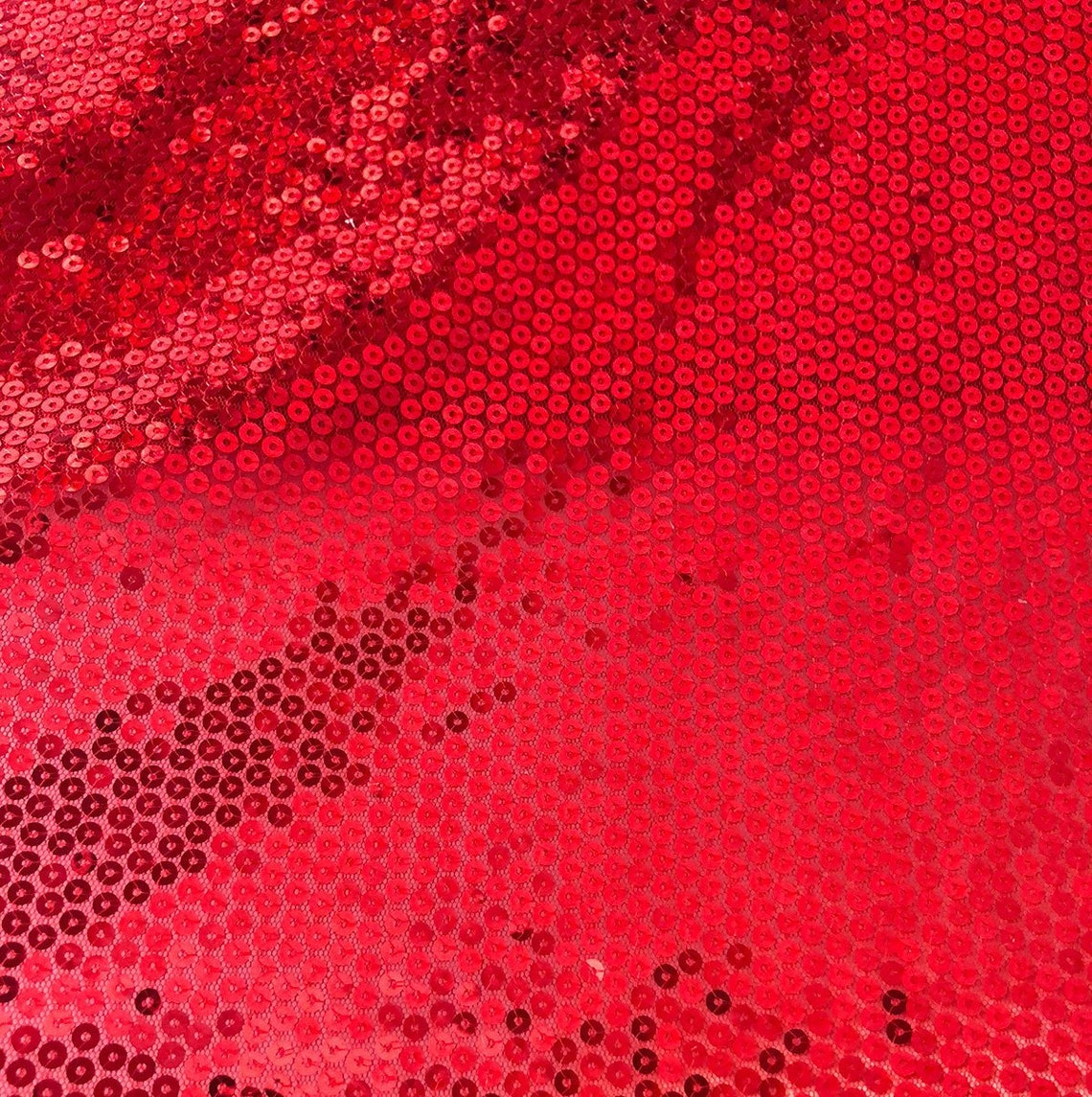 Red Sequin Fabric 5mm Full Sequins on Mesh Fabric Red Etsy