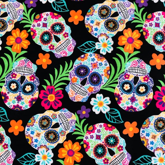 Sugar skull fabric deals
