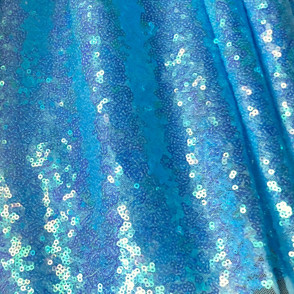 Baby Blue Iridescent Full Sequins on Mesh Fabric Powder Blue | Etsy