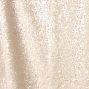 Ivory Sequin Fabric, Glitz Full Sequins Fabric, Ivory Full Sequin on Mesh Fabric for Dress, Eggshell Sequin Tablecloth Fabric by the Yard