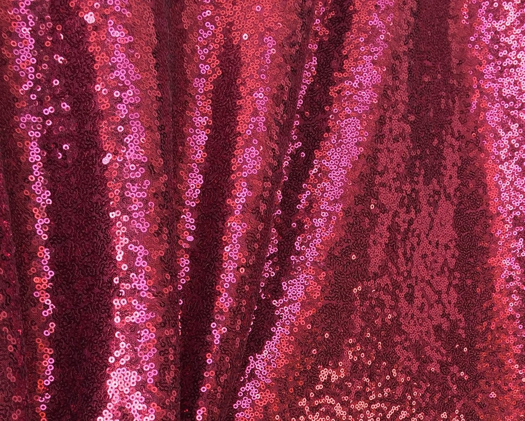 Burgundy Sequin Fabric, Dark Red Glitters Sequins Fabric for Dress ...