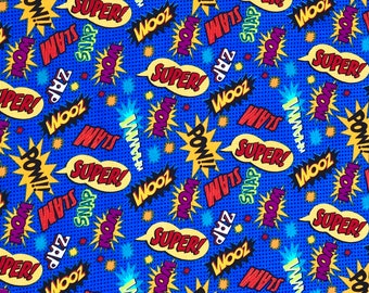 Comic Words Cotton Fabric by the Yard