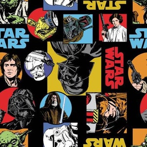 Star Wars Characters Cotton Fabric, Star Wars VII Fabric, 100% Cotton Fabric by Carmelot Fabrics
