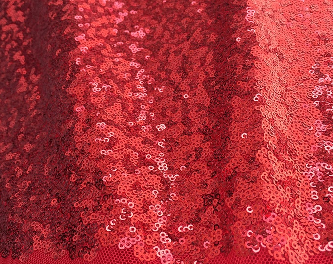Red Sequin Fabric, Glitz Full Sequins on Mesh Fabric, Red Sequins ...
