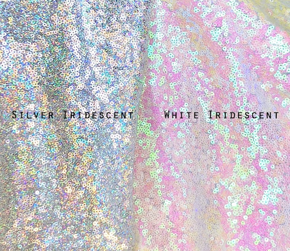 Iridescent Silver Paillette Sequins Metallic Fabric