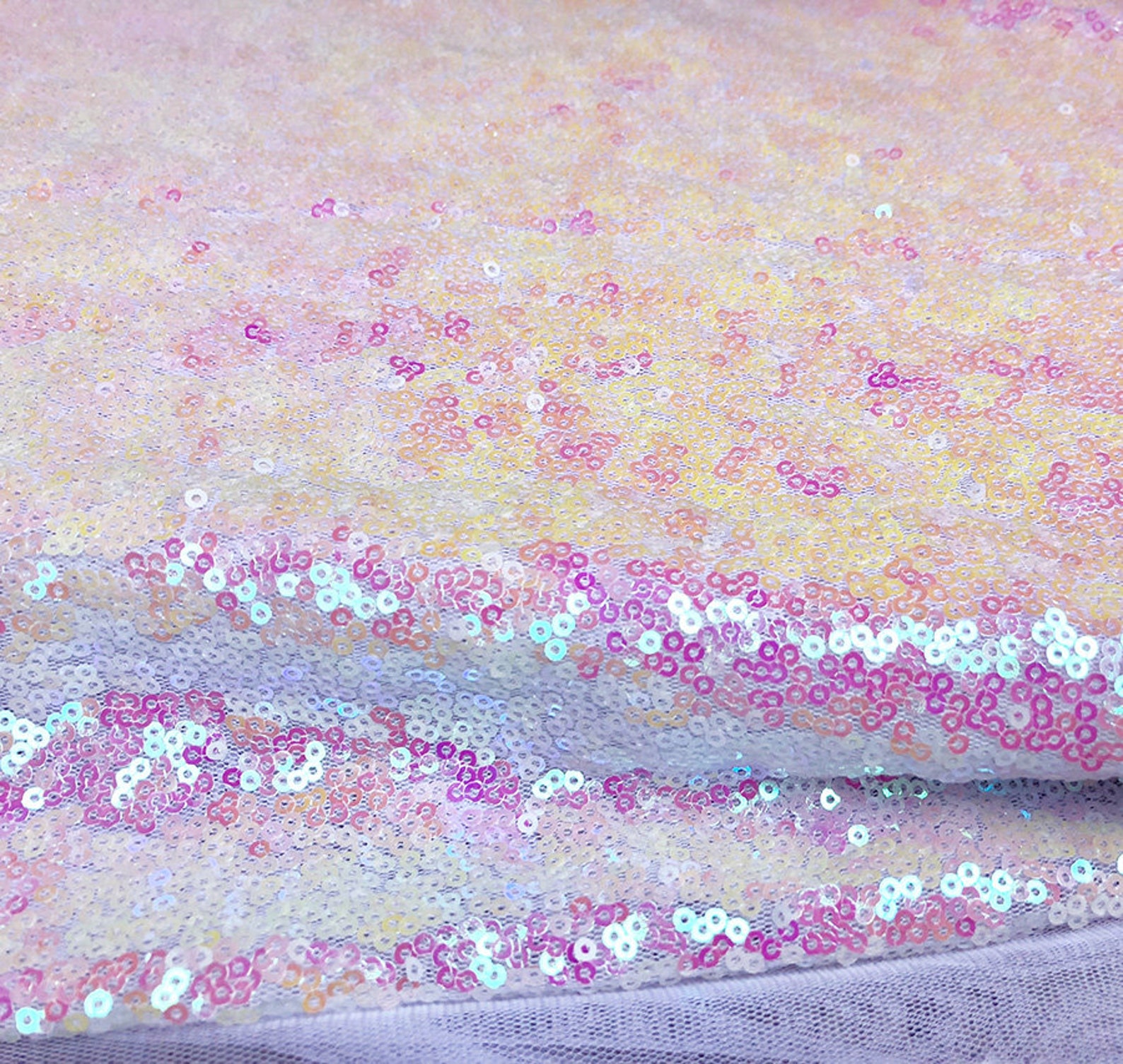 White Iridescent Sequins Fabric Glitters Full Sequins Fabric Etsy
