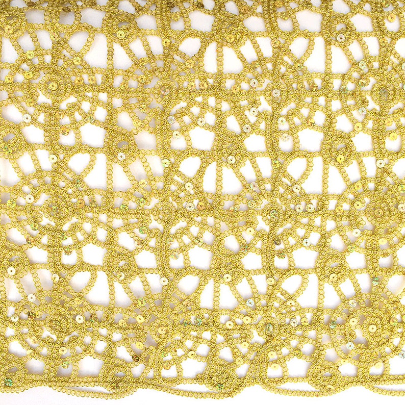 Lurex Lace Sequins Fabric, Gold Party Table Fabric, Party Table Runner Fabric by the yard, Fabric for Special Occasion, Wedding Day 36x50 image 1