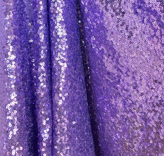 Lilac Purple Iridescent 3mm Sequin Fabric 2w Stretch Shiny Bling