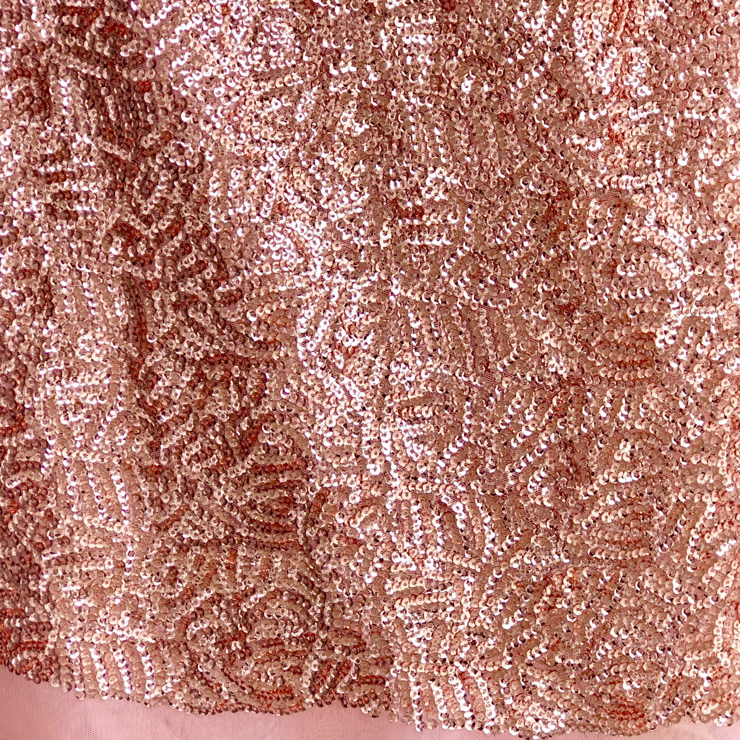 Rose Gold Seaweed Sequins Fabric 3D Rose Gold Sequins Rose Gold