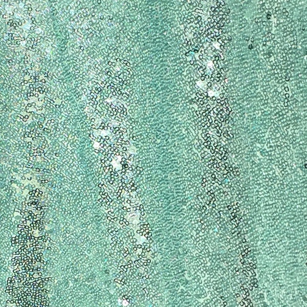 Mint Sequin Fabric, Glitters Sequins Fabric for Dress, Mint Green Full Sequin on Mesh Fabric, Aqua Mint Sequins Fabric by the Yard