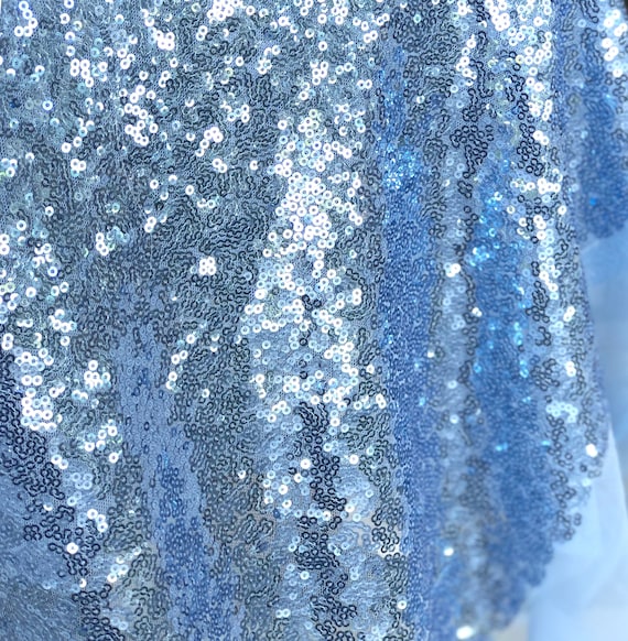 glitter dress material Periwinkle Blue Sequin Fabric, Sequins Fabric for Dress, Something Blue Full Sequin on Mesh Fabric by the Yard occasion:OCCASION