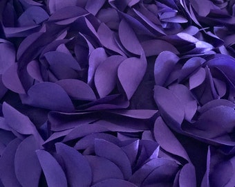 Purple 3D Floral Fabric, Peony Bouquet Fabric on Tulle, 3D Rosette Satin Fabric, Plum Charmeuse Fabric, Wedding Decor, Photo Prop