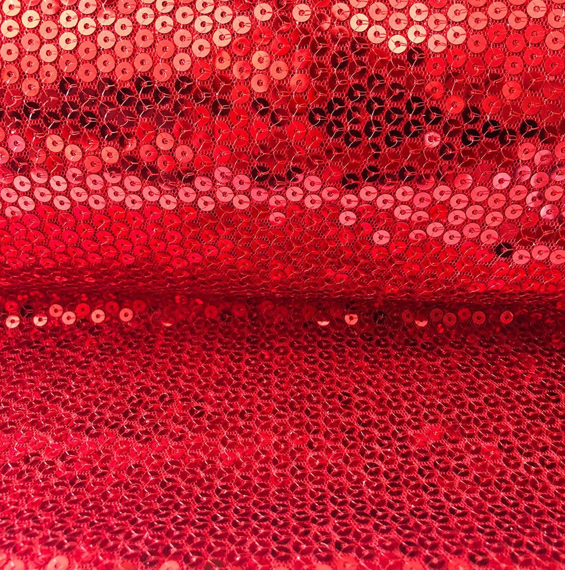 Red Sequin Fabric 5mm Full Sequins on Mesh Fabric Red Etsy