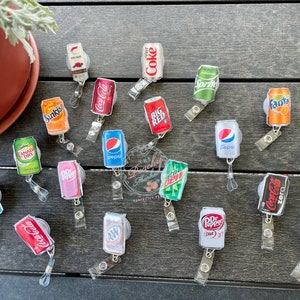 Soda Can Retractable Badge Reel, Soda Pop Retractable Badge Reel, Cola Badge Holder, Soda Badge Holder