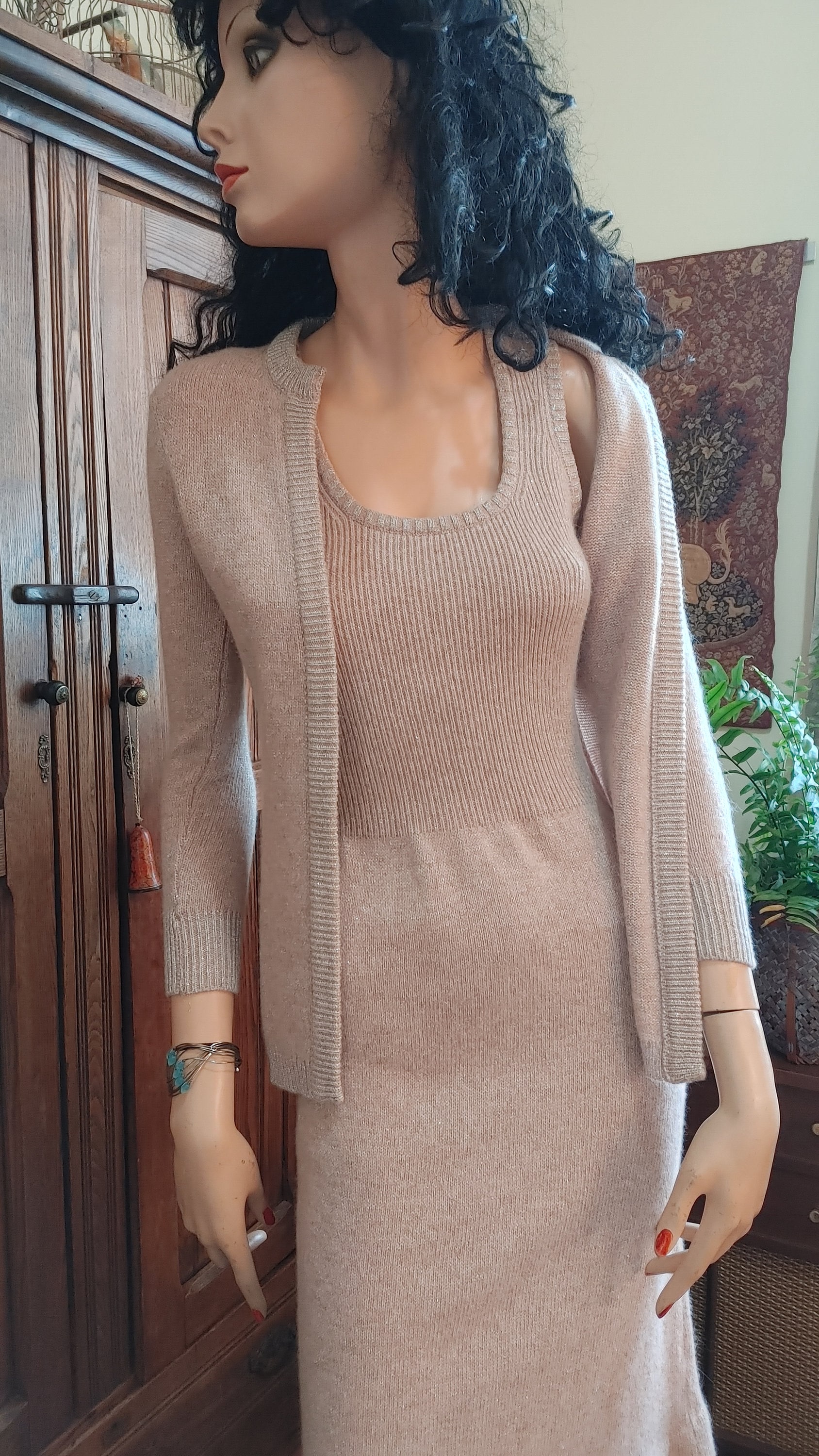 Small Anne Fogarty 1960s Gray Heathered Knit Dress