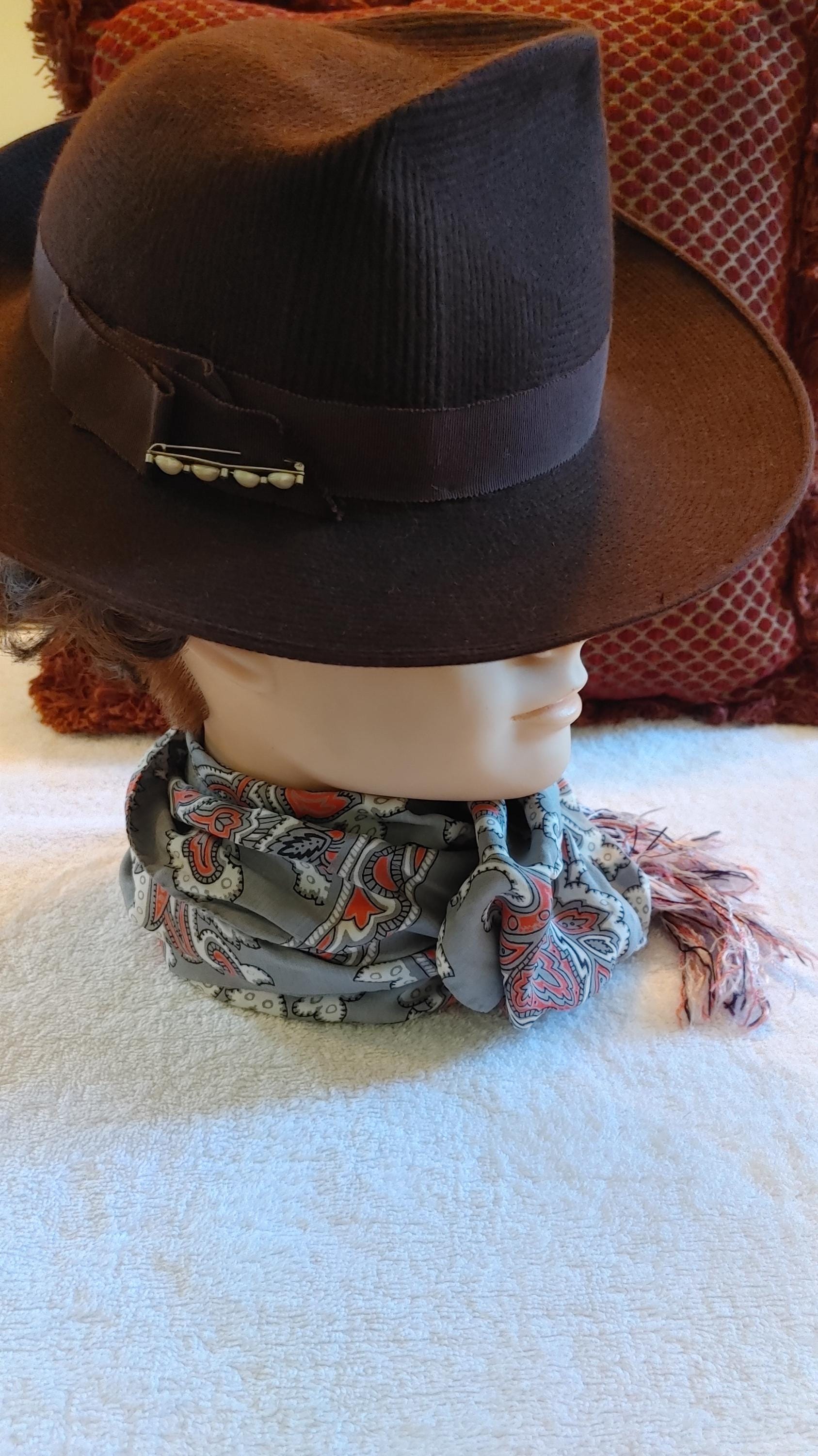 RARE 1930\'s BROWN/GOLD FELT TILT HAT 1930s Felt Hats - Etsy main image 2