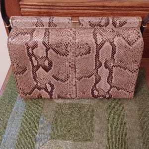 Vintage Paragon 1960s Chocolate /Tawny Python skin  & leather structured Box Purse