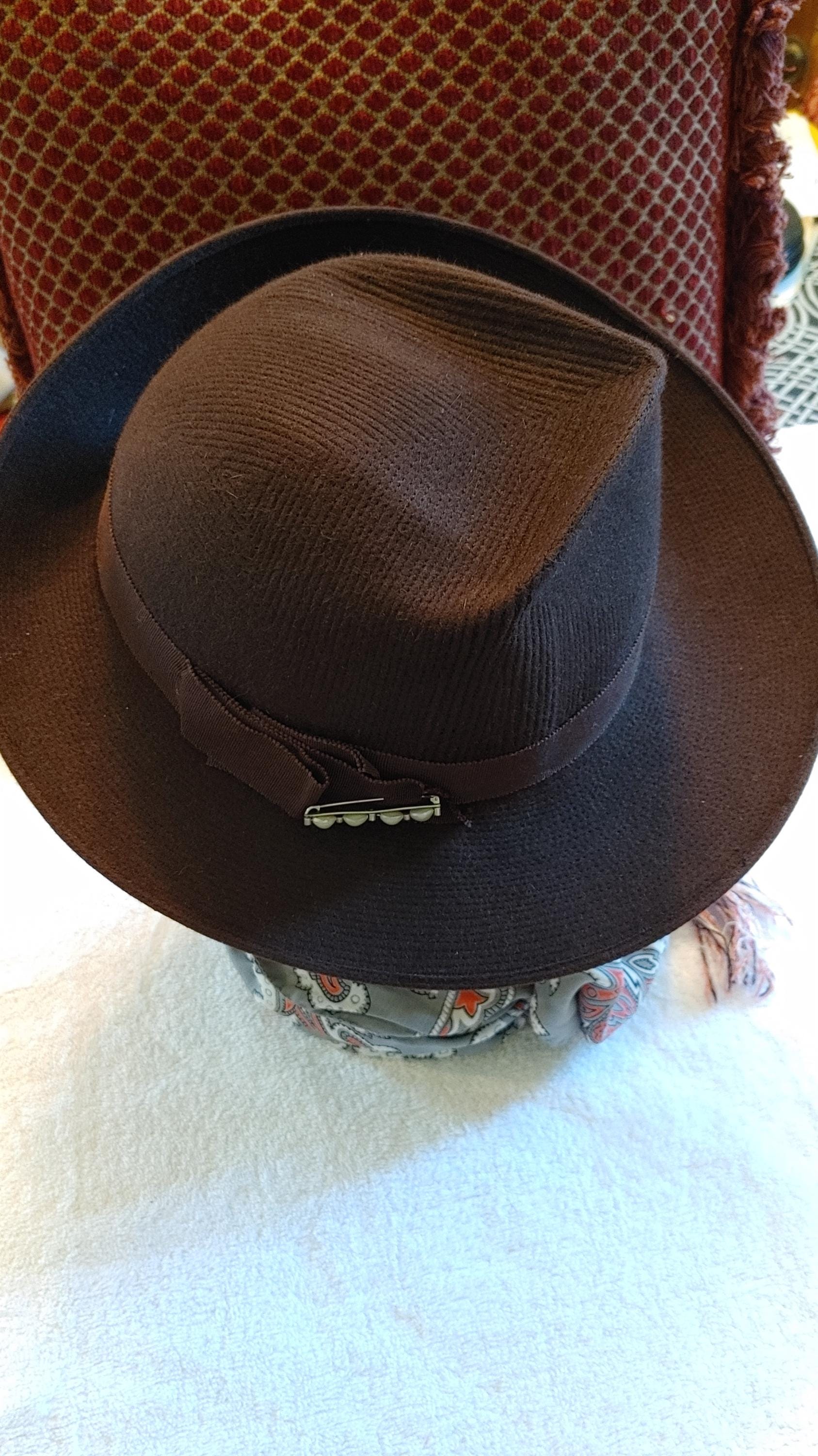 Vintage Tally-Ho Wool Sloping Brim Fedora Hat O/S Brown Made in Brazil Teardrop Wool Felt Trilby Fedora Hat – Village Hat Shop main image 4