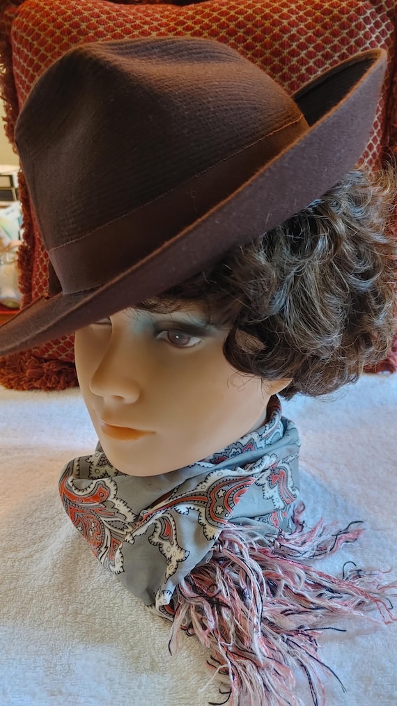 ENCHANTING 1940\'s CHOCOLATE BROWN FELT WIDE BRIM HAT ENCHANTING 1940 main image 4