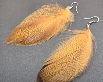 Orange Feather Earrings | Handcrafted Boho Jewelry