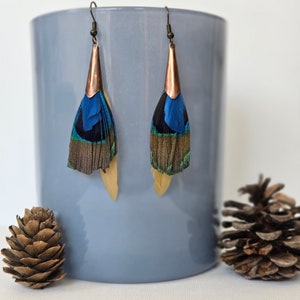 Peacock Feather Earrings | Boho Feather Earrings | Native Feather Earrings | Unique Feather Earrings | Natural Feather Earrings