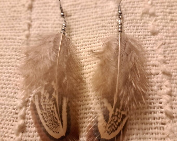 Beautiful Handmade Feather Earrings, Real Feather Earrings,  Natural Feather Earrings, Boho Feather Earrings, Dainty Feather  Earrings