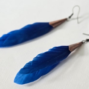 Blue Feather Earrings | Authentically Handcrafted | Feather Earrings | Feather Jewelry | Real Feather Earrings | Unique Feather Earrings