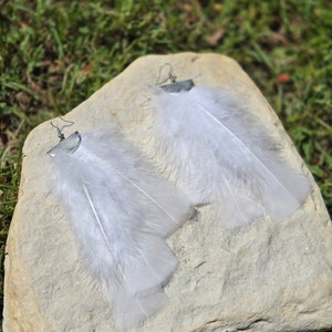 Feather Earrings | Authentically Handcrafted | Real Feather Jewelry | Natural Jewelry | Unique Feather Earrings | Fluffy Feather Earrings