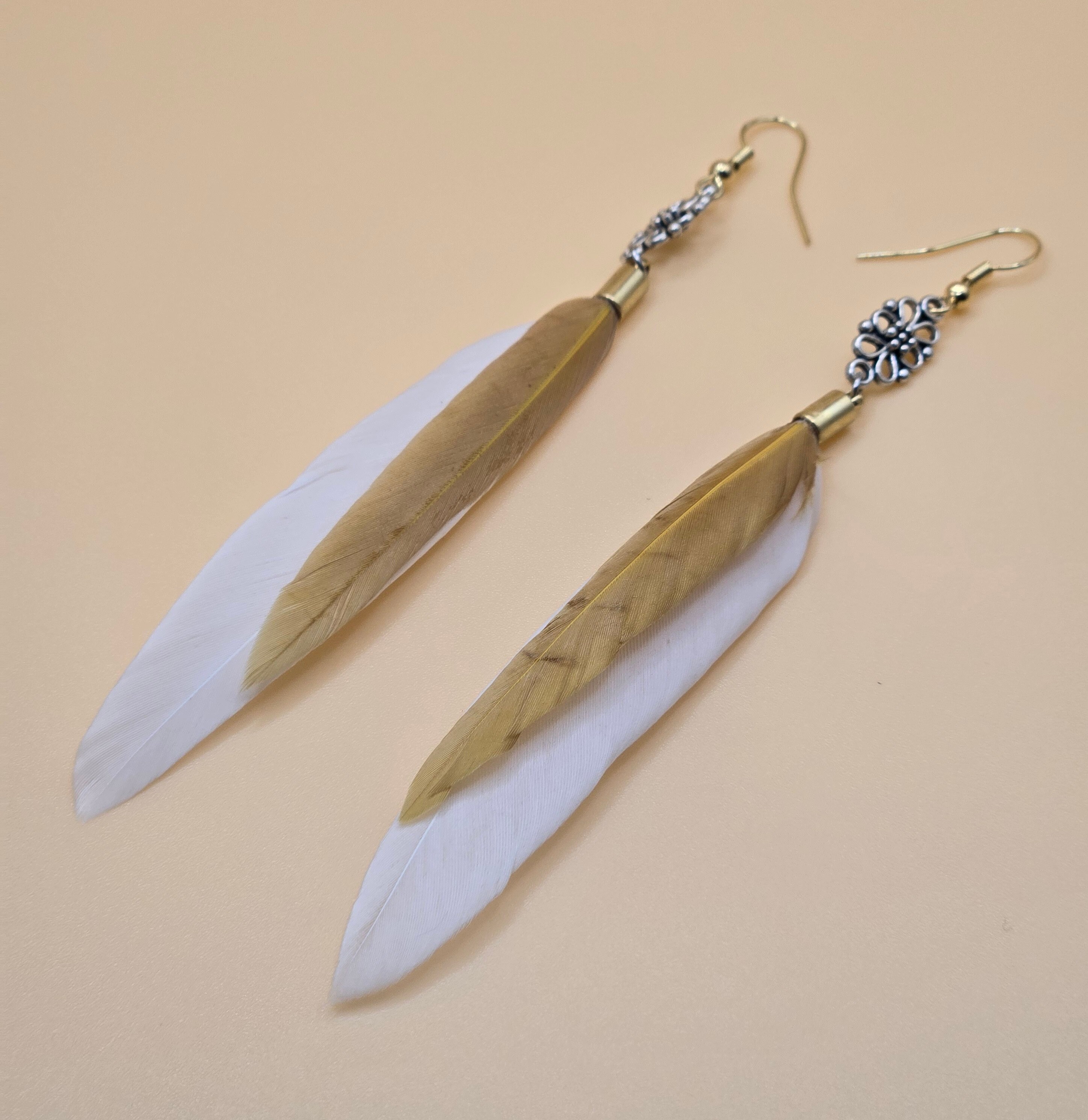 Orecchini Con Piume D'anatra Autenticamente Realizzati A Mano - Foto 4