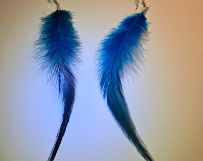Blue Feather Earrings | Real Feather Earrings | Natural Feather Earrings | Boho Jewelry | Authentically Handcrafted
