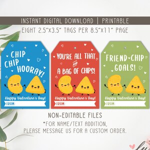 Chips Valentine Etiquetas Niños Aula Escuela / San Valentín Descarga Instantánea Imprimible Kid Snack Patata Chip Bolsa Etiqueta Tratar Fiesta Favor Hurra