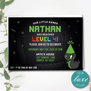 Sneki Snek Birthday Party Invitation Kids Razer Level Up - Etsy ...
