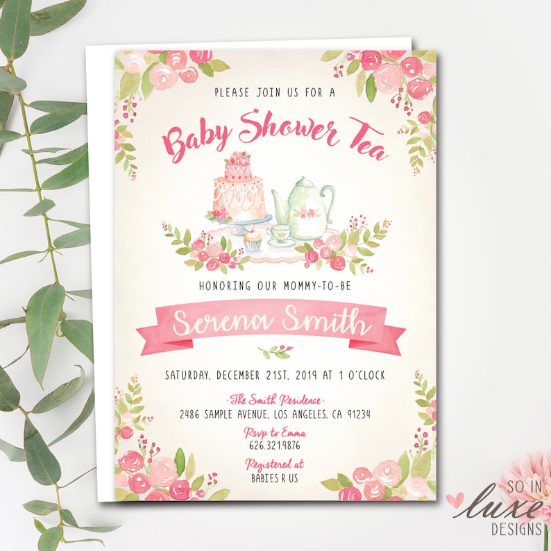 High Tea Baby Shower Invitation Afternoon Tea Party Etsy