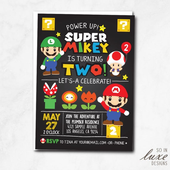 Modèle Invitation Fête D'anniversaire Mario