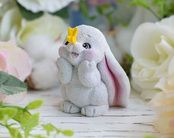 Rabbit with Butterfly Silicone mold Happy Rabbit mold Easter Holiday Table Decor Soap Candle Mold For making Figures Polymer clay Concrete