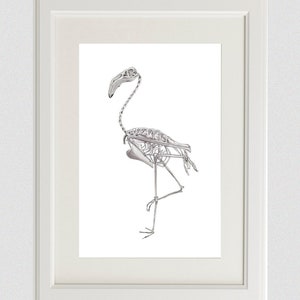 Flamingo Skeleton Print: Bird Animal Anatomy, Gothic Home Decor