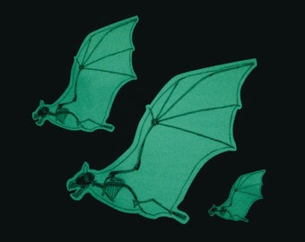 Glowing Bat Skeleton Sticker: Glowing in the Dark Vinyl, Cool Halloween Skateboard Sticker