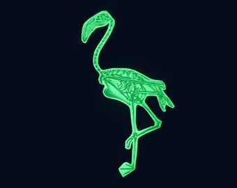 Glowing Flamingo Skeleton Fridge Magnet: Glowing in the Dark, Bird Anatomy, Cool Magnet