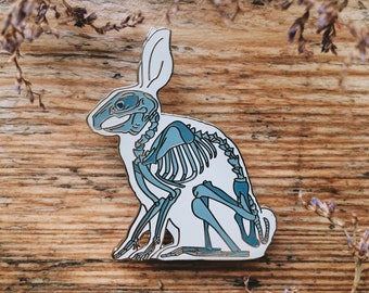 Rabbit Skeleton Hard Enamel Pin: Unique Bunny Lover Easter Gift