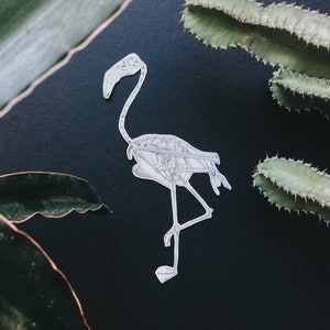 Flamingo Skeleton Sticker: Bird Animal Anatomy White or Transparent Vinyl