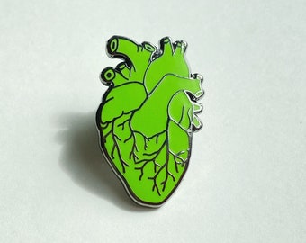 Anatomical Heart Pin Green Small Human Heart Badge Anatomy Present Nurse Graduation Gift Doctor