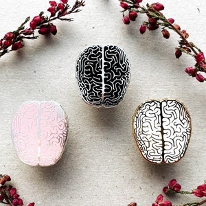 Set of Anatomical Human Brain Enamel Pin: Medical Anatomy Pin, Neurologists Nurse Gift, Pink Black Glittery White