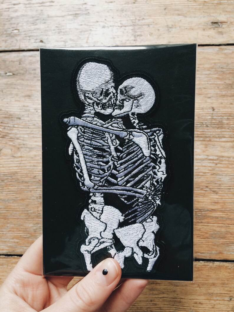 Skeleton Kiss Anatomical Patch: Human Anatomy Love, Embroidery Iron-on Punk Valentines Day Gift image 6